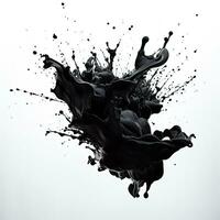 Grunge splash black ink on white background. Generative AI photo