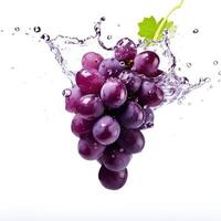 Fresh grape in water splash on white backround. Juicy fruit. photo