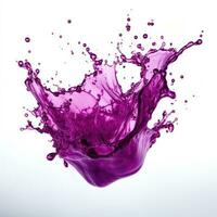 Purple splash on white background. Generative AI photo