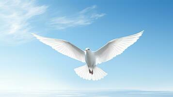 white dove in the blue sky generative ai photo