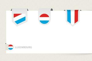 Label flag collection of Luxembourg in different shape. Ribbon flag template of Luxembourg vector