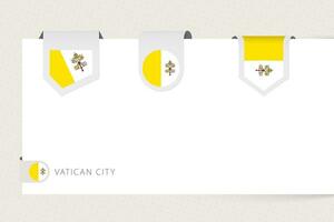 Label flag collection of Vatican City in different shape. Ribbon flag template of Vatican City vector