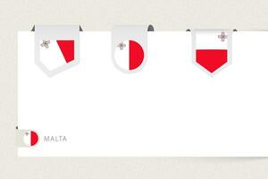 Label flag collection of Malta in different shape. Ribbon flag template of Malta vector