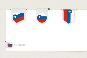 Label flag collection of Slovenia in different shape. Ribbon flag template of Slovenia vector