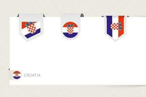 Label flag collection of Croatia in different shape. Ribbon flag template of Croatia vector