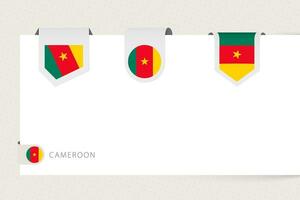 Label flag collection of Cameroon in different shape. Ribbon flag template of Cameroon vector