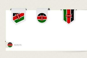 Label flag collection of Kenya in different shape. Ribbon flag template of Kenya vector