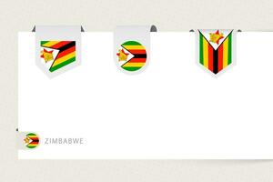 Label flag collection of Zimbabwe in different shape. Ribbon flag template of Zimbabwe vector