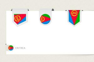 Label flag collection of Eritrea in different shape. Ribbon flag template of Eritrea vector