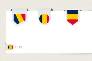 Label flag collection of Chad in different shape. Ribbon flag template of Chad vector