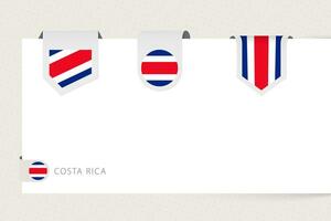 Label flag collection of Costa Rica in different shape. Ribbon flag template of Costa Rica vector