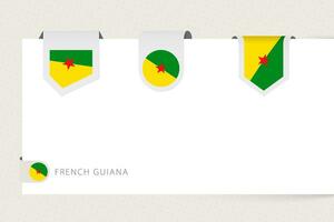 Label flag collection of French Guiana in different shape. Ribbon flag template of French Guiana vector