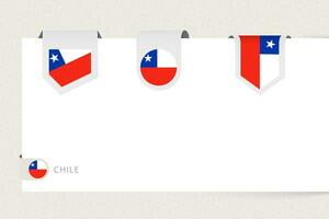 Label flag collection of Chile in different shape. Ribbon flag template of Chile vector