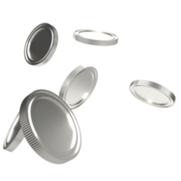 The silver coins png image 3d rendering