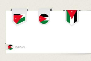 Label flag collection of Jordan in different shape. Ribbon flag template of Jordan vector