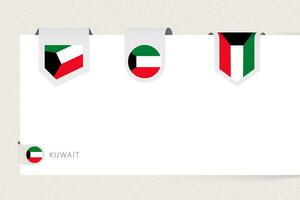 Label flag collection of Kuwait in different shape. Ribbon flag template of Kuwait vector