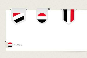 Label flag collection of Yemen in different shape. Ribbon flag template of Yemen vector