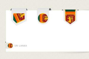 Label flag collection of Sri Lanka in different shape. Ribbon flag template of Sri Lanka vector