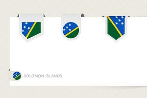 Label flag collection of Solomon Islands in different shape. Ribbon flag template of Solomon Islands vector