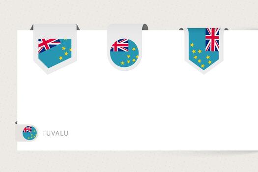 Label flag collection of Tuvalu in different shape. Ribbon flag template of Tuvalu vector