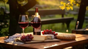 wine tasting on grape plantations generative ai photo