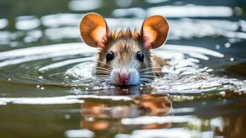 ratón en un charco inundar generativo ai foto