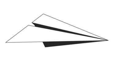 Paper plane flat monochrome isolated vector object. Origami hobby. Editable black and white line art drawing. Simple outline spot illustration for web graphic design