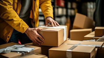 sorting mailboxes in the delivery department generative ai photo
