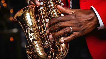 jazzman playing the saxophone generative ai photo