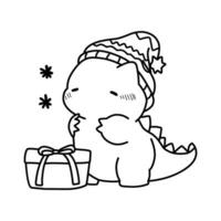 Little cute kawaii dragon coloring page for kids winter new year dragon vector