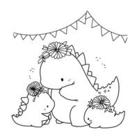 Little cute kawaii dragon coloring page for kids winter new year dragon vector