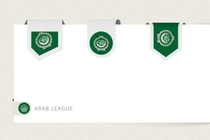 Label flag collection of Arab League in different shape. Ribbon flag template of Arab League vector