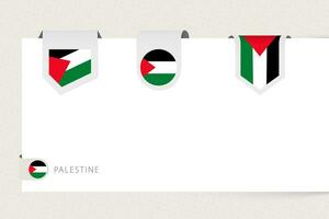 Label flag collection of Palestine in different shape. Ribbon flag template of Palestine vector