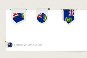 etiqueta bandera colección de británico Virgen islas en diferente forma. cinta bandera modelo de británico Virgen islas vector