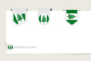 Label flag collection of Norfolk Island in different shape. Ribbon flag template of Norfolk Island vector