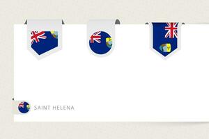 Label flag collection of Saint Helena in different shape. Ribbon flag template of Saint Helena vector