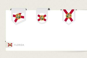 Label flag collection of US state Florida in different shape. Ribbon flag template of Florida vector