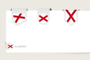 Label flag collection of US state Alabama in different shape. Ribbon flag template of Alabama vector