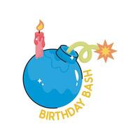 Birthday blast doodle vector colorful Sticker. EPS 10 file