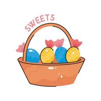 Sweets basket doodle vector colorful Sticker. EPS 10 file