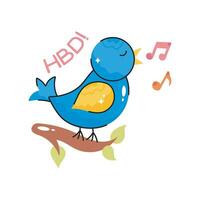 HBD Music doodle vector colorful Sticker. EPS 10 file