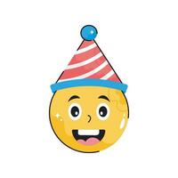 Birthday Emoji doodle vector colorful Sticker. EPS 10 file