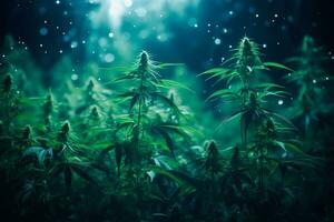 magical cannabis bushes, smoky state generative ai photo