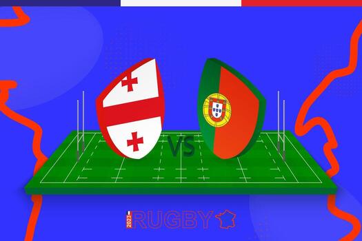rugby equipo Georgia vs Portugal en rugby campo. rugby estadio en resumen antecedentes para internacional campeonato. vector
