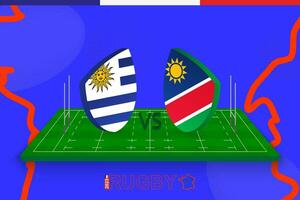 Rugby team Uruguay vs Namibia on rugby field. Rugby stadium on abstract background for international championship. vector