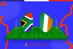 Rugby team South Africa vs Ireland on rugby field. Rugby stadium on abstract background for international championship. vector