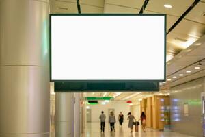 Blank advertising billboard at airport,mockup poster media template ads display photo
