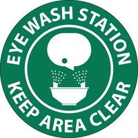 Floor Sign Eye Wash Station - Keep Area Clear vector