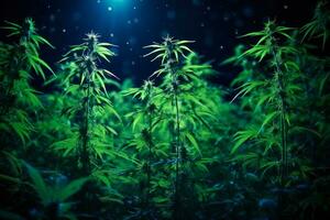 magical cannabis bushes, smoky state generative ai photo