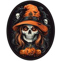 black man skull wearing orange hat halloween artwork photo